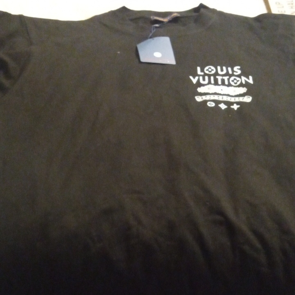 Black Short Sleeve Logo Tee with White Chest Print